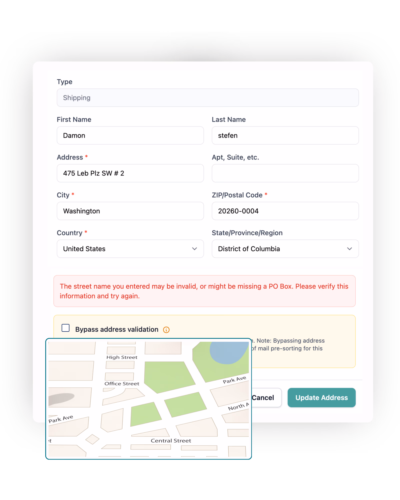 Address verification